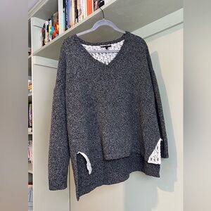 Olivia Sky Sweater w/ Lace Trim